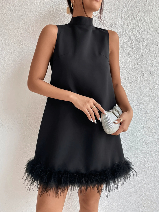 Zara Dresses & Skirts - ZARA Mock Neck Sleeveless Raw Hem A-Line Mini Dress Flattering